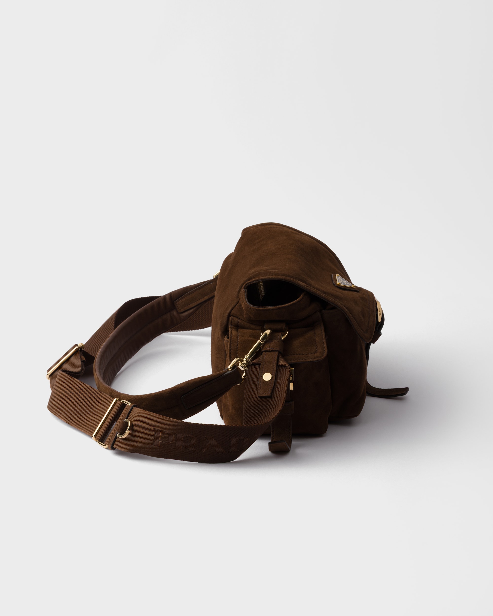 Prada Explore medium suede shoulder bag with flap - Image 3